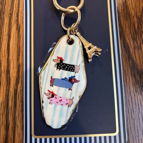 VIRAL Piper K Dachshund Dogs Sweaters Eiffel Tower Paris Key Chain & Bag Charm - Picture 2 of 4
